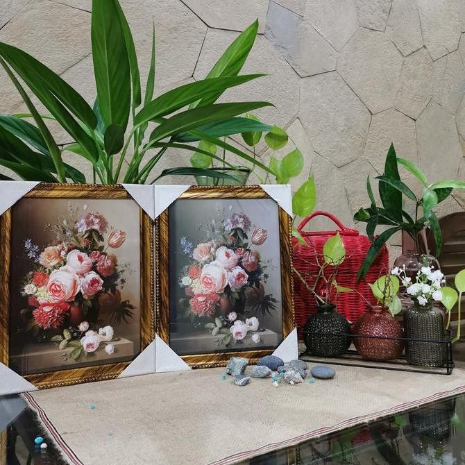 Spesial Lukisan Gambar Bunga Peony Atas Meja Peony On Table Kaca Siapgantung M
