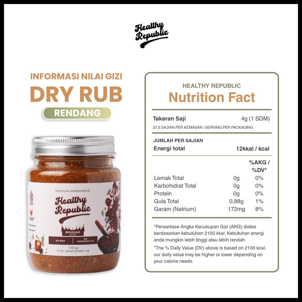 

[ BUNDLE 3PCS ] HEALTHY REPUBLIC BUMBU MARINASI SERBA GUNA RENDAH KALORI RENDAH LEMAK 110GRAM