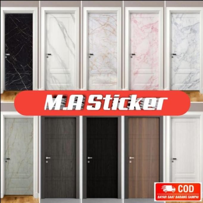 Sticker Pintu Rumah Kamar Mandi Anti Air Lebar 122 Cm Motif Marmer