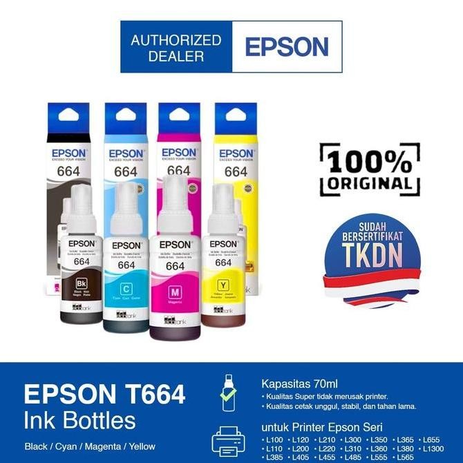 Tinta EPSON Refill T664 Printer L120 L210 L310 L360 Tinta Printer ORI