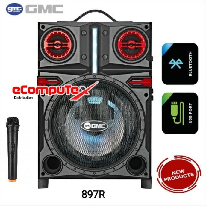 Speaker Karaoke Koper Gmc 897R / 897 R 8 Inch Bluetooth Mic - Resmi New Stok