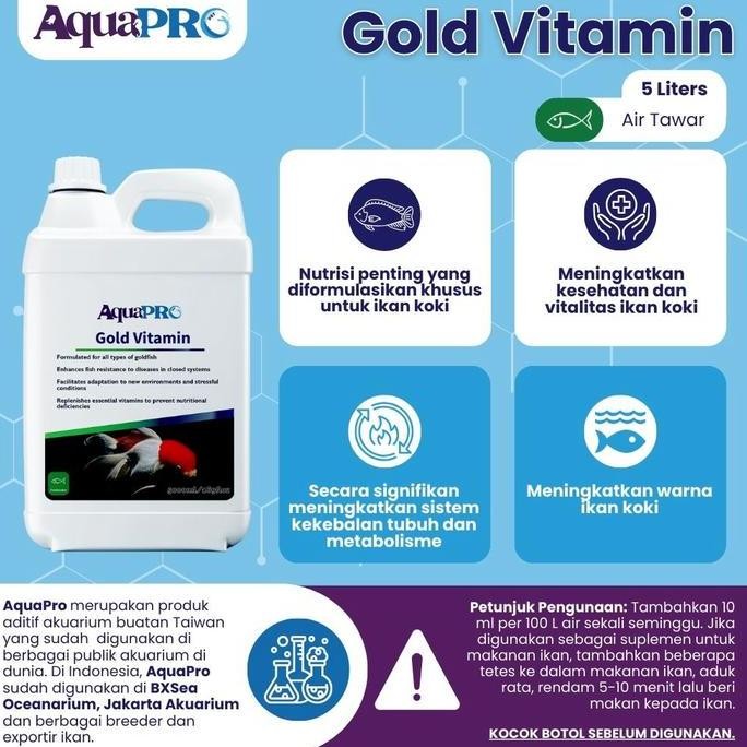 Terlaris Aquapro Gold Vitamin  5Liter/169Floz Vitamin Ikan Koki