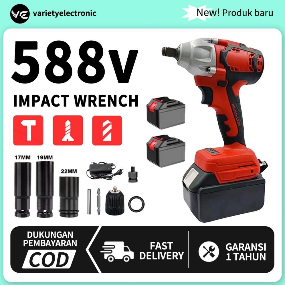 NEW [READY]Cordless Drill Cordless 588V 680NM Brushless Mesin bor Impact Wrench Brushless /Murah Mes