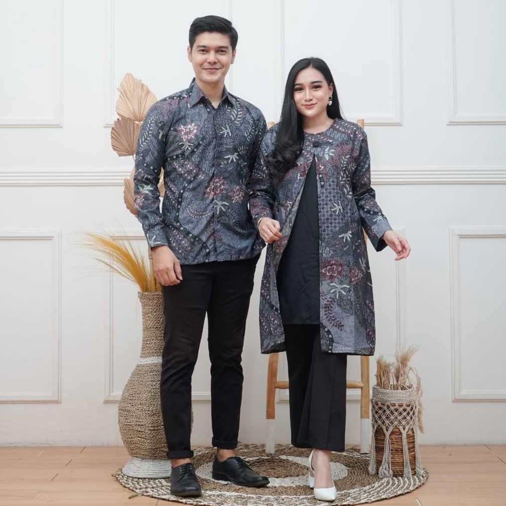 Couple Baju Batik Kemeja Tunik Kancing Modern / Batik Brokat / Baju kapel / set Batik Atasan / Tunik