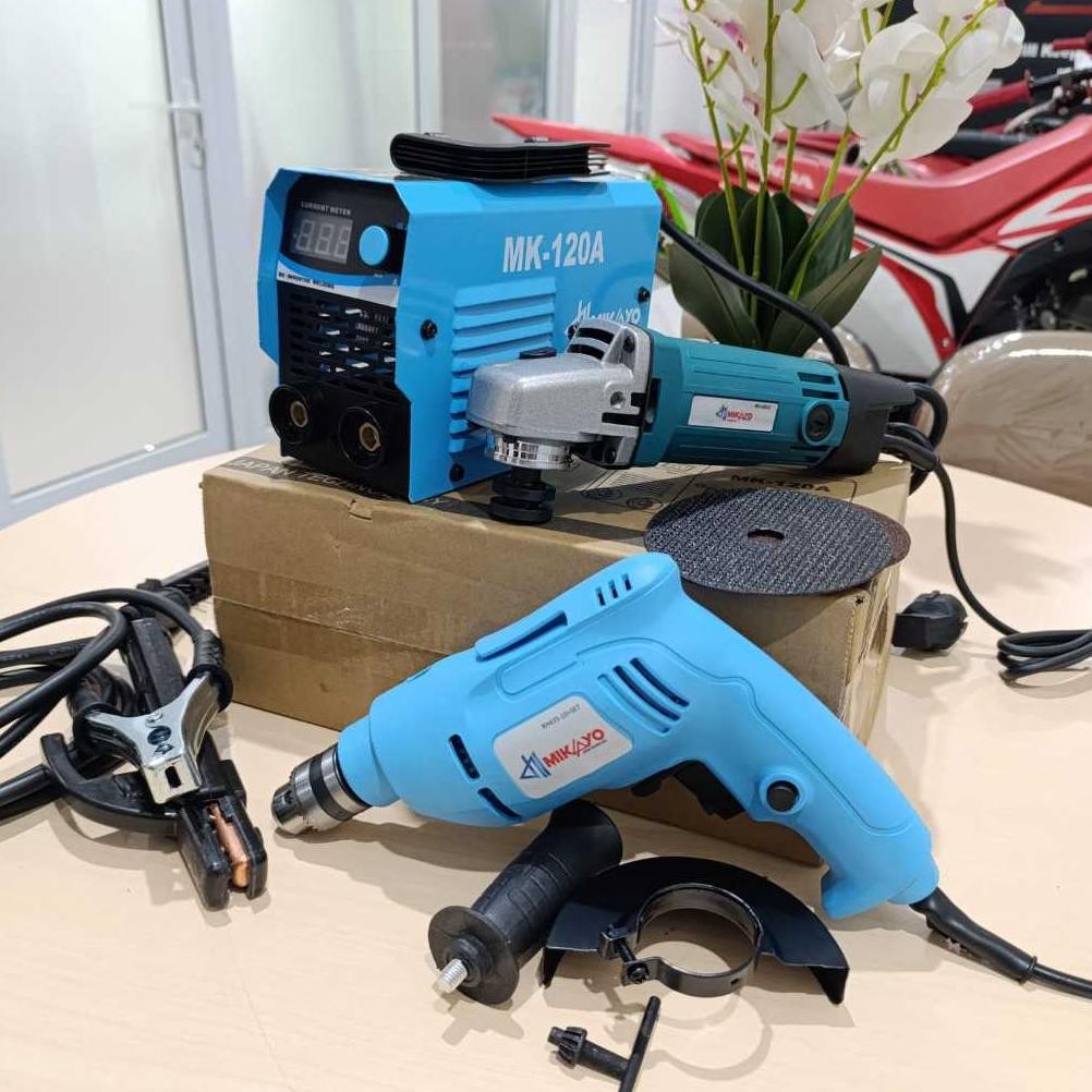 Paket Murah  Mesin Las 450watt REDFOX + Mesin Gerinda Tangan Listrik 4inch + Mesin Bor Listrik 10mm 