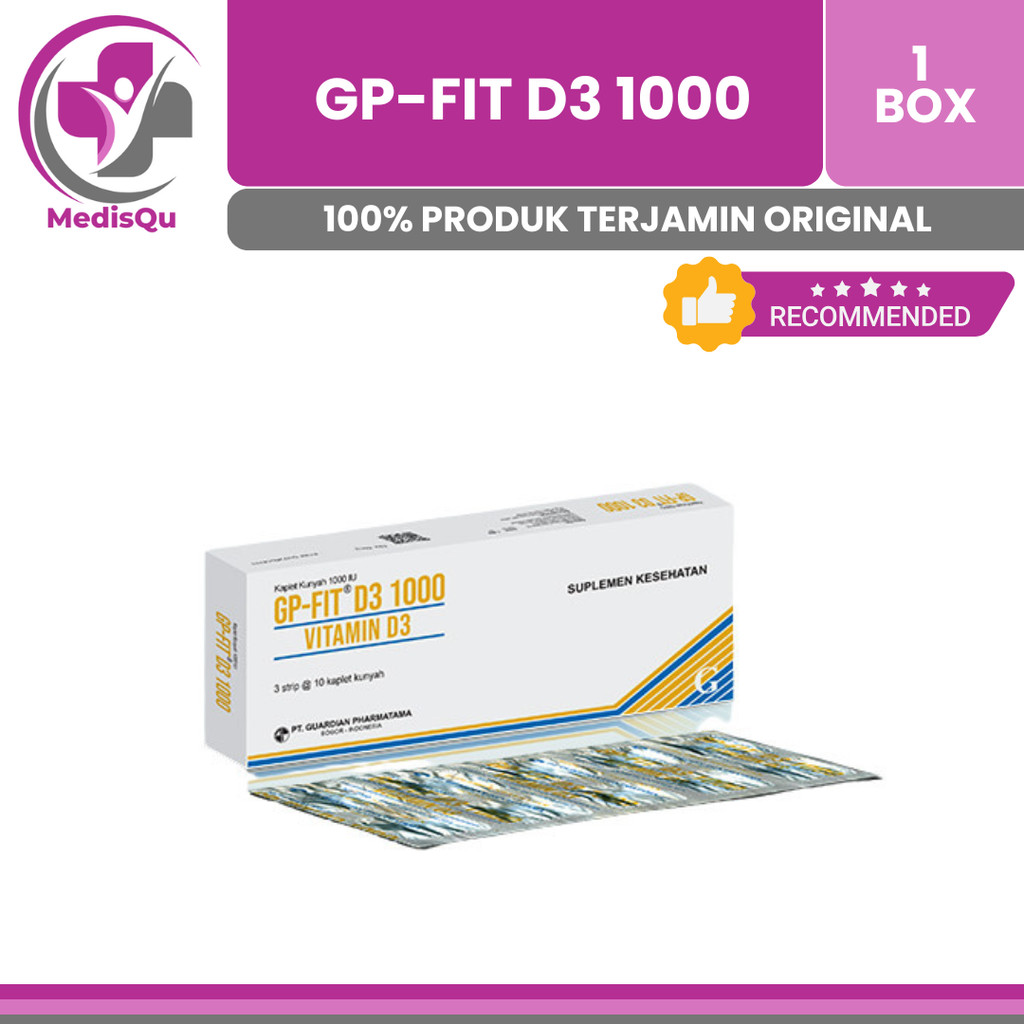 GP-FIT D3 1000 IU BOX ISI 30 TABLET | VITAMIN D3 SUPLEMEN KESEHATAN EKONOMIS