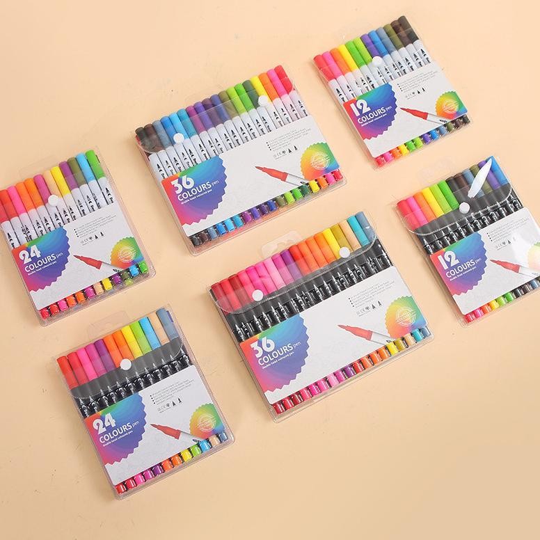 

RB Spidol Warna Set 12/36/60/100/120 Spidol Brush Pen 2 Tips Spidol Set Marker Drawing Pen