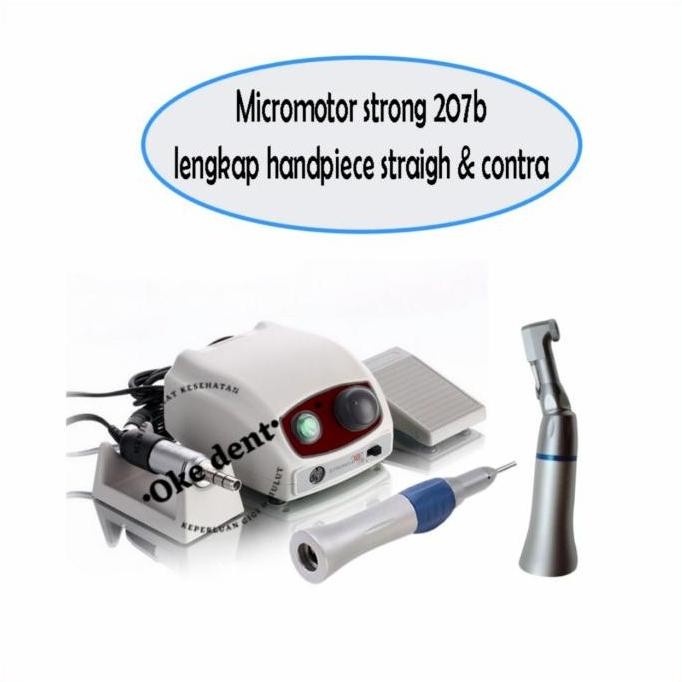 Dental Micromotor 207B Strong Lengkap Contra Angle Dan Straight