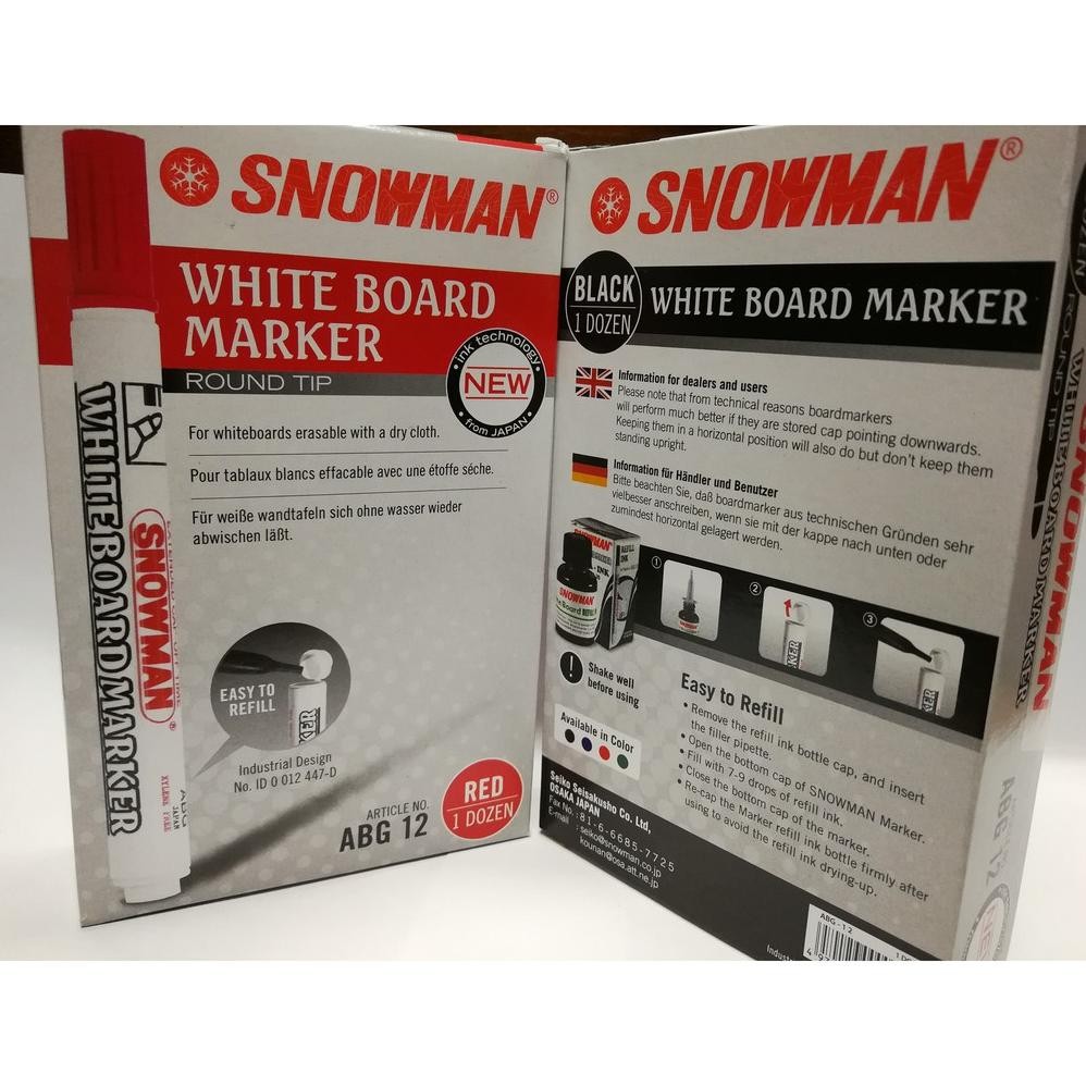 

RB (12 Pcs) Spidol Snowman Whiteboard Abg12 Warna-Warni