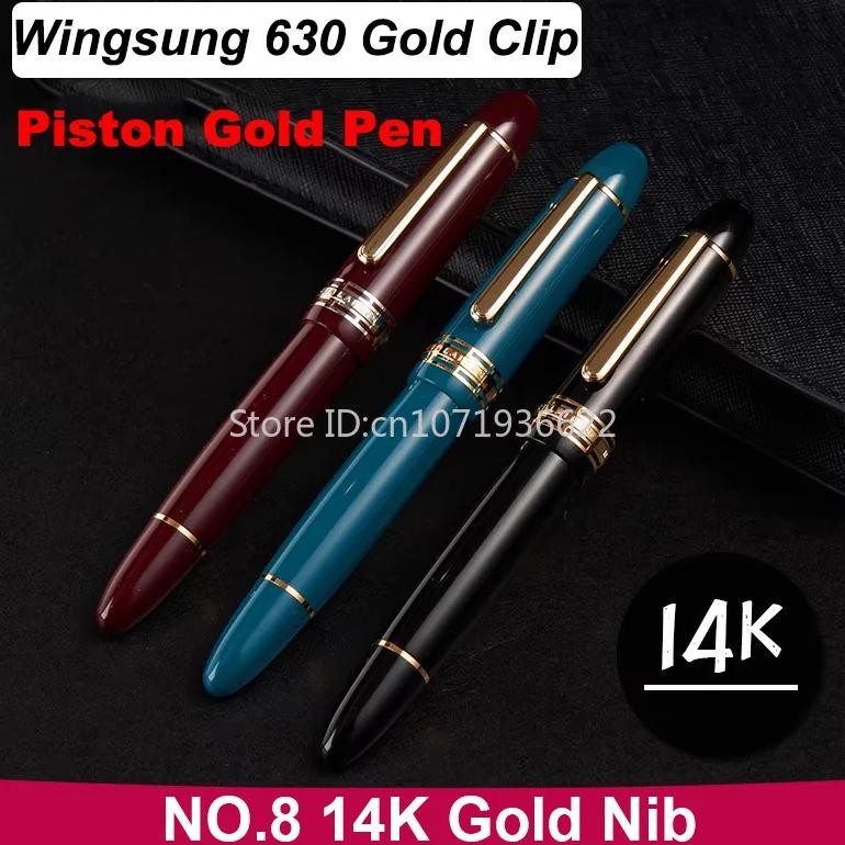 

Wing Sung 630 Fountain Pen 14K Gold Nib Wave Long Knife Nib Piston Gold Clip Resin Pen Stationery Business Writing Gifts