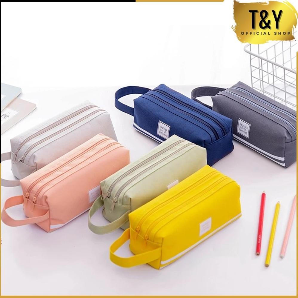 

Wdm-2227 T&Y Kotak Pensil Stationery Dual Zipper Dompet Pensil 2 Pouch Dua Sisi Resleting Tempat Alat Tulis Perlengkapan Sekolah