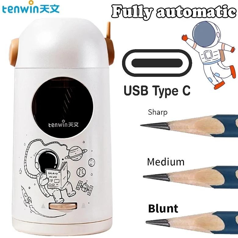 

Tenwin Cartoon Automatic Pencil Sharpener Type-C Astronaut Electric Sharpener Pencils School Nice Students Stationery