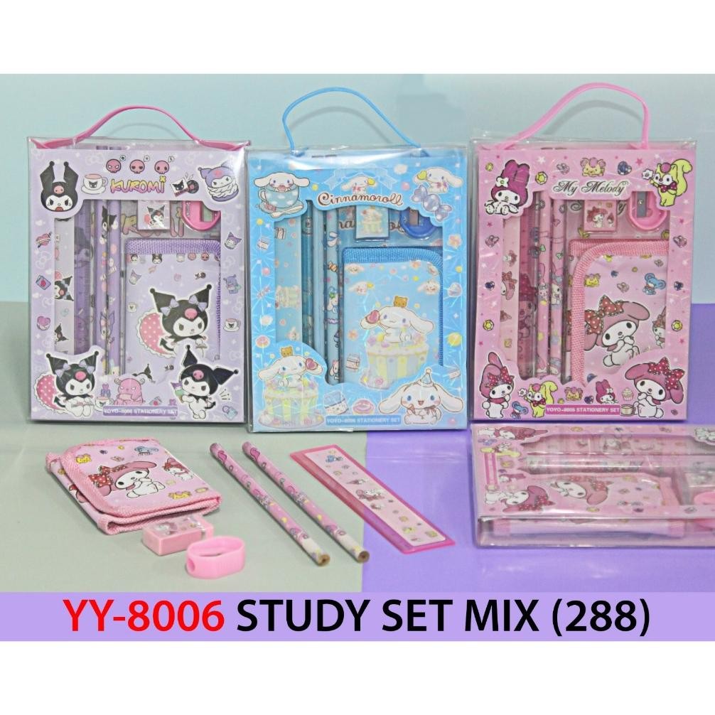 

''Terlaris" Paket Alat Tulis Stationery Set 8006 Study Stationery Sanrio Kuromi Cinaamoroll Murah