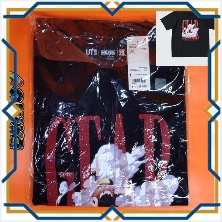 [exi] uniqlo t-shirt ut one piece 25th monkey d. luffy gear second (black - l)