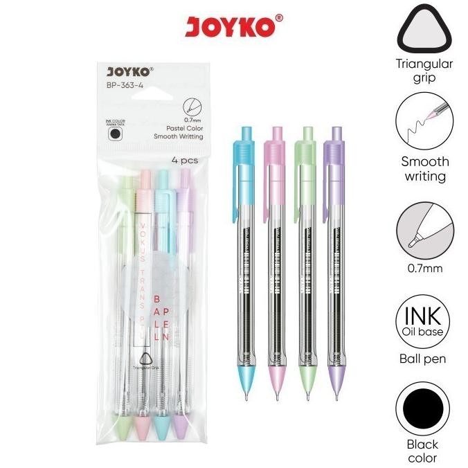 

''Terlaris" (4Pen) Ball Pen Pulpen Pena Joyko Bp-363 Vokus Trans Ptl 0.7 Mm Murah