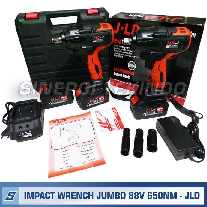 @#@#@#] Mesin Bor Pembuka Baut Baterai Jumbo 650nm - JLD Tool 88V Brushless Impact Wrench JV88