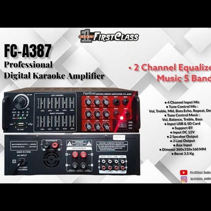 Amplifier Karaoke Firstclass Fc A387 / Fca 387 / Fca387 Usb Bluetooth New Stok
