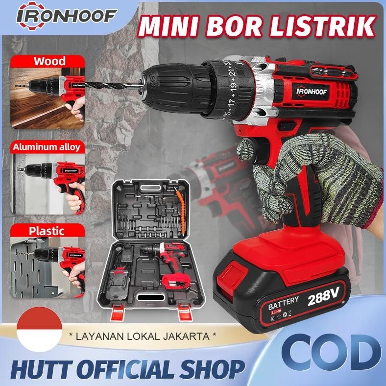 RADEN IRONHOOF Mesin Bor Baterai 80N.M Bor listrik Drill Cordless Impact Drill Electric Screw Driver