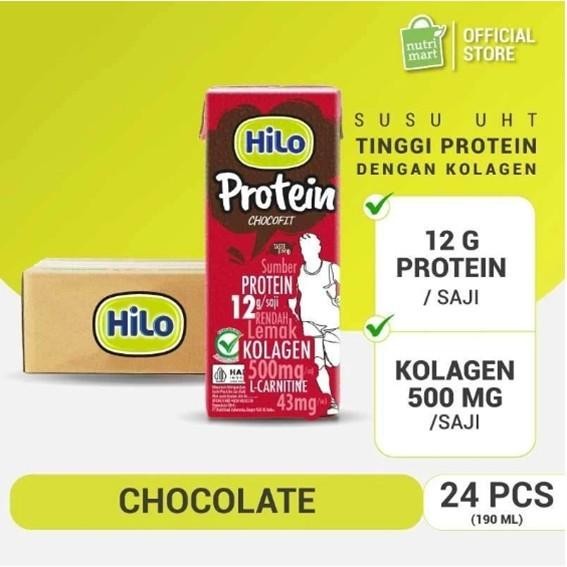 

NEW PRODUCT SPESIAL PROMO - 1 KARTON - HILO PROTEIN CHOCOFIT UHT 190 ML EXPIRED KURANG DARI 6 BULAN NATURES TOUCH.