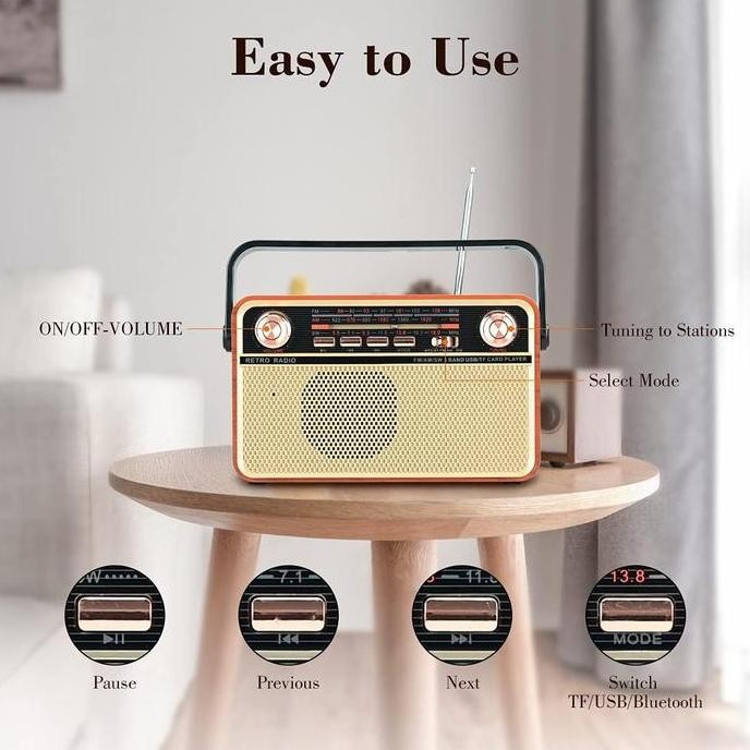 Radio Speaker Fm/Am Portable Fleco F-3040 Radio - Speaker Bluetooth Portable Radio Senter Ac / Dc Fl