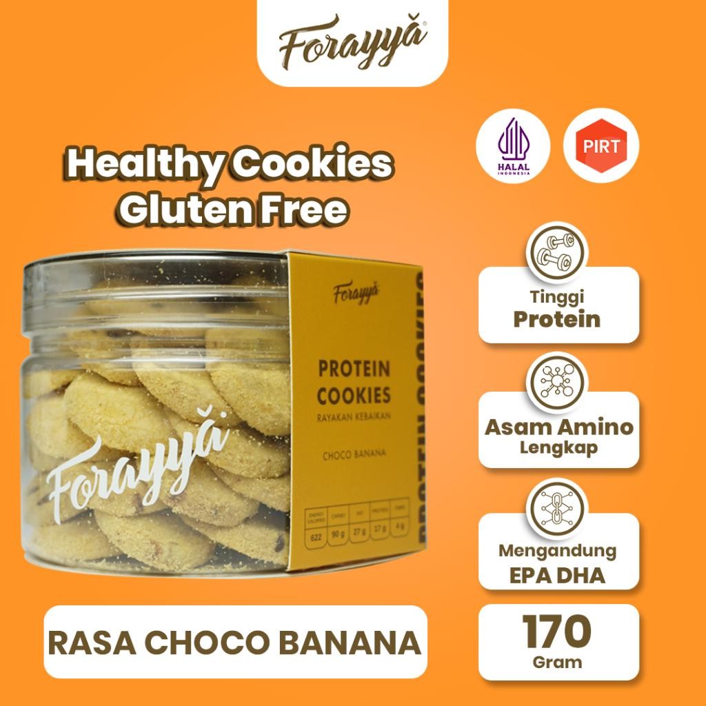 

NEW PRODUCT PROTEIN COOKIES JAR CHOCO BANANA 150G - KUE KERING FORAYYA GLUTEN FREE TINGGI PROTEIN ASAM AMINO NATURES TOUCH.