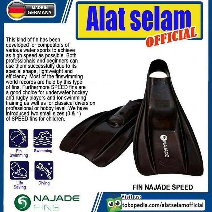 Fin Najade Speed Fins Swimming Competition Kaki Katak - Snorkel Depan