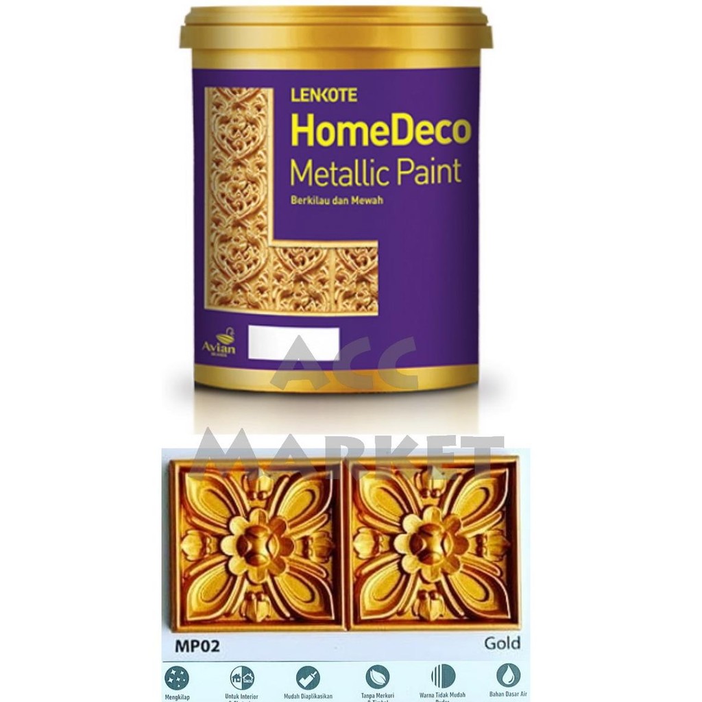 Cat Tembok Dinding Metalik Homedeco 1kg Emas Gold