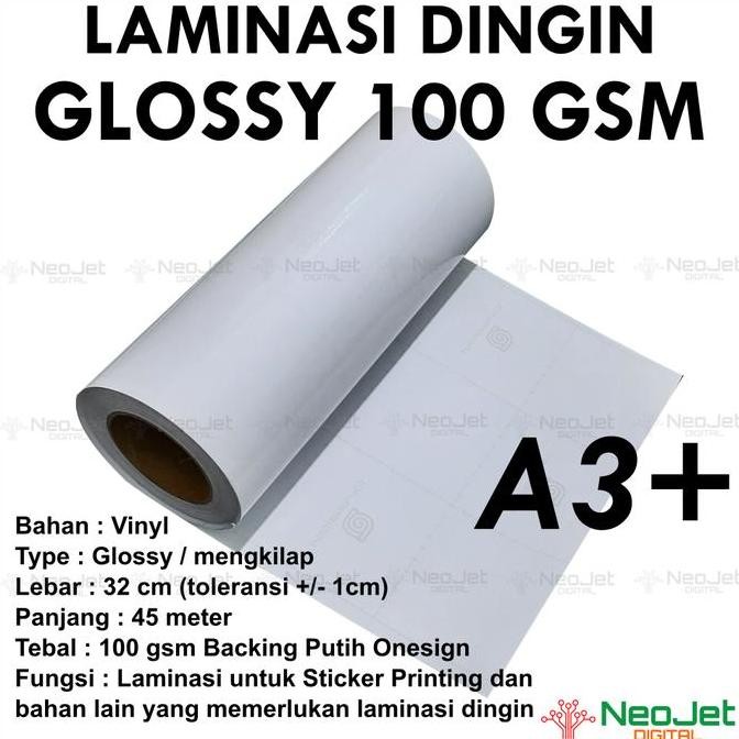 

TERBARU - Laminasi Dingin Glossy Mengkilap 100 gsm Tipis A3+ Roll 45m 45 meter