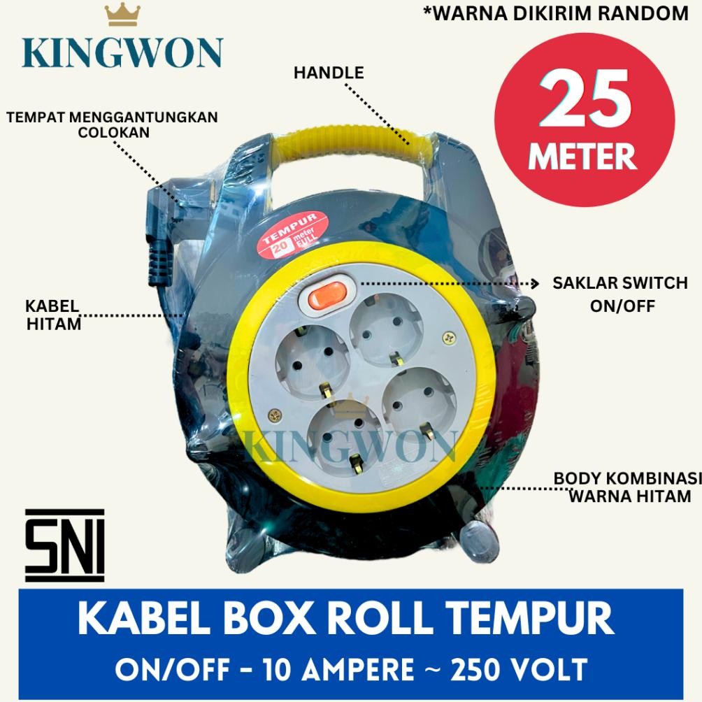 ROLL KABEL BOX KABEL 20 M 25 M COLOKAN LISTRIK STOP KONTAK + KABEL PANJANG 20 METER 25 METER TEMPUR