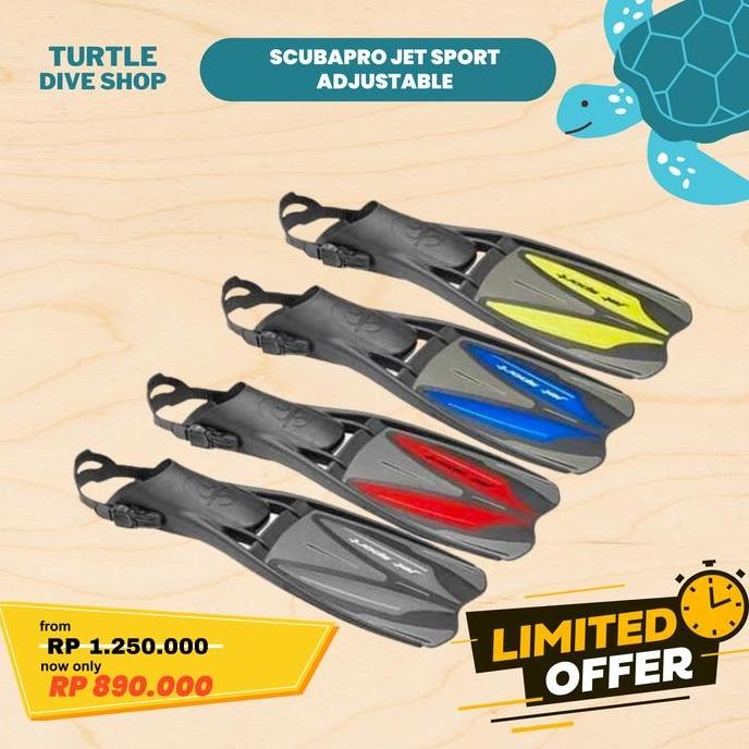 NEW Scubapro Jet Sport Adjustable Fins Scuba Diving - Kaki Katak Selam