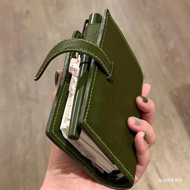 

M5 Green Leather Notebooks Portable Pocket Book Loose Leaf Notebook With 60/40 Blank Inner Page Suitable For Girl Back To School