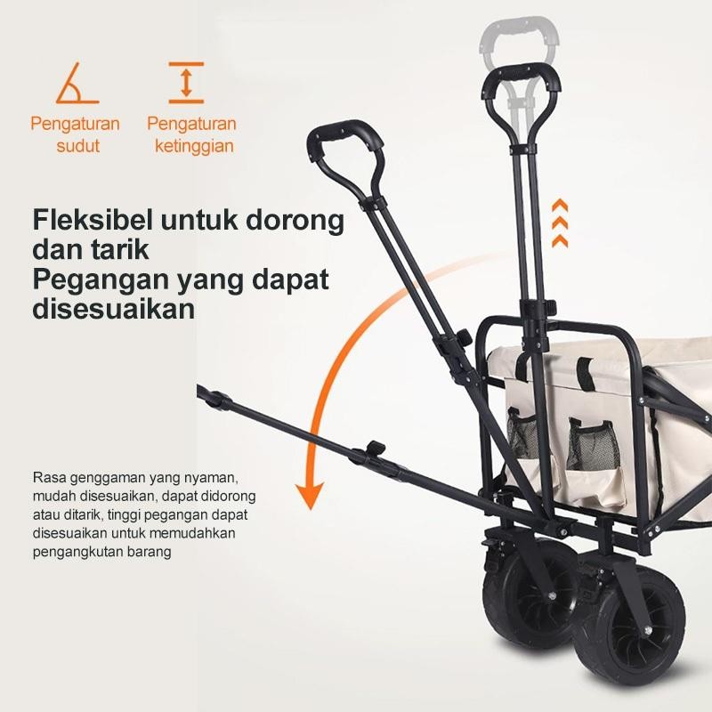 Troli Lipat Gerobak Keranjang Portable Lipat Piknik Camping Outdoor Gerobak Lipat 10 Inch Portabel C