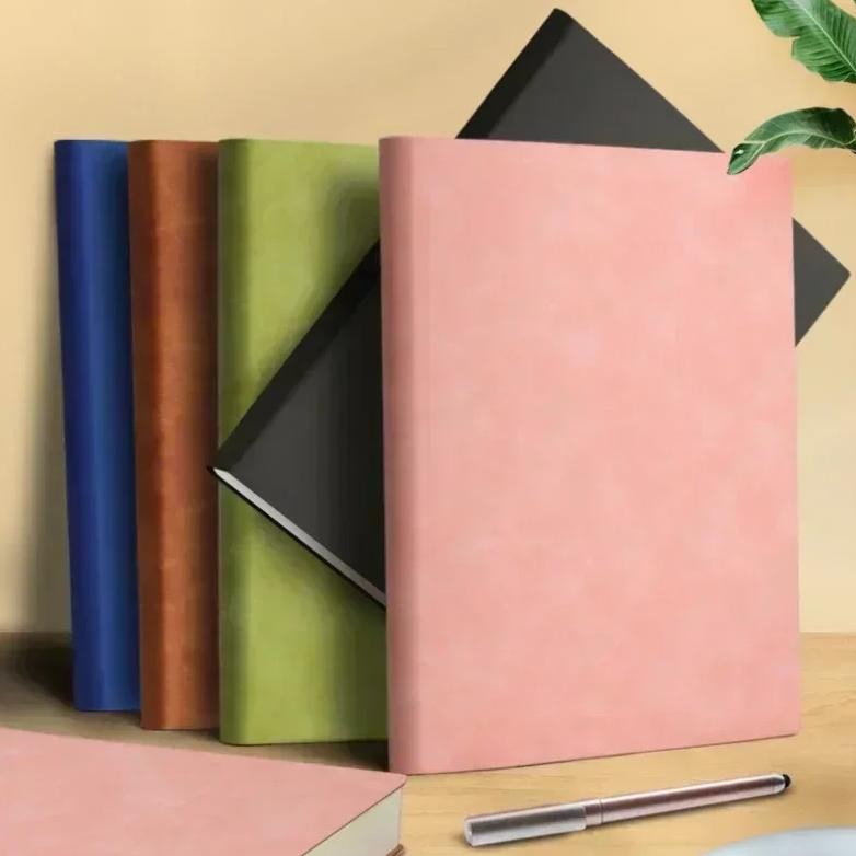 

200 Pages A4 Thick Notebook Thickened Large Notebook Soft Leather Horizontal Line Diary Notebook School Supplies Stationery