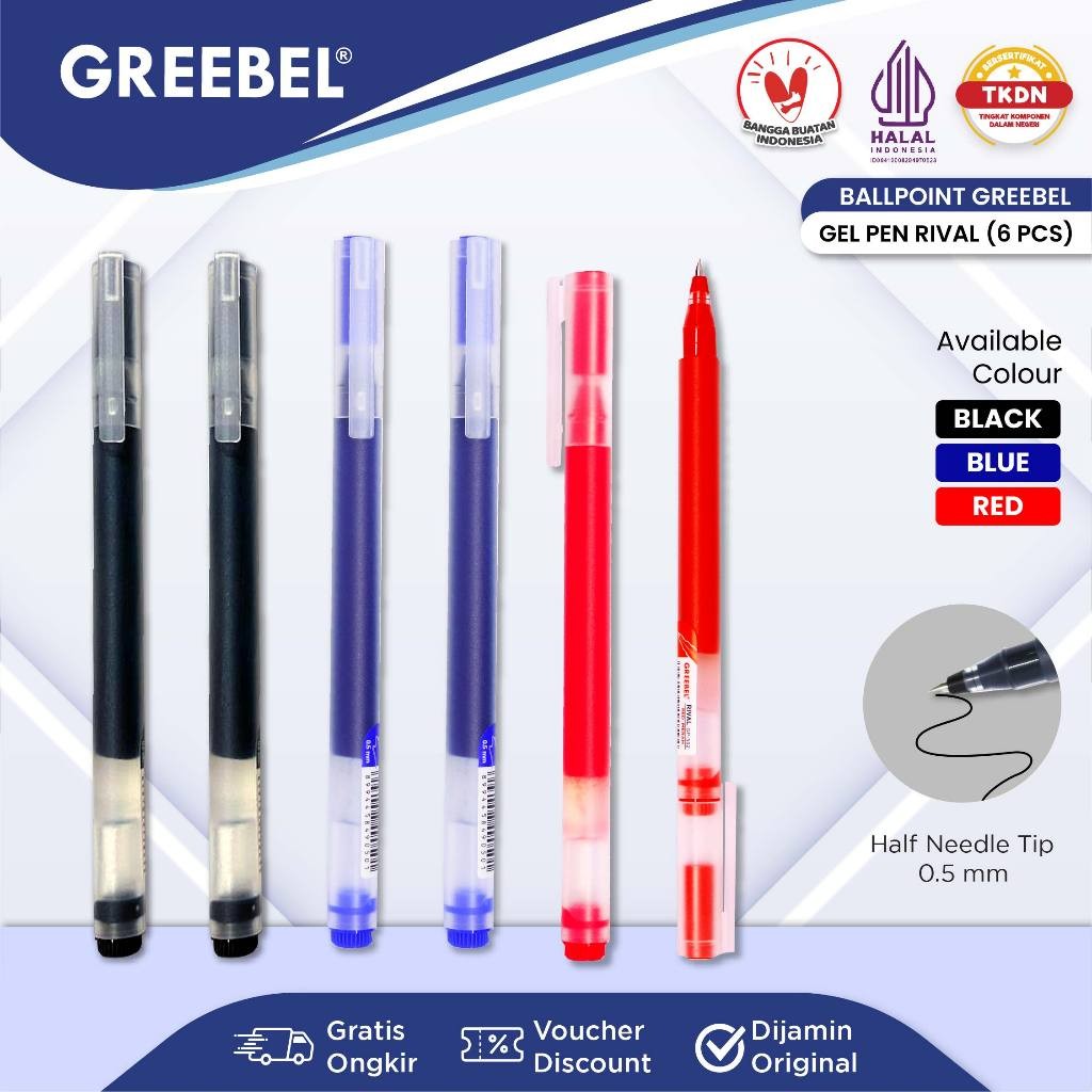 

GREEBEL PULPEN GEL / Gel Pen GP- 502 Rival 0.5 (6PCS/SET) / Ballpen Gel Ballpoint Bolpen Bolpoin Pena Gel