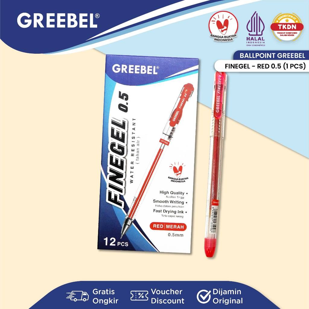 

GREEBEL Pulpen Gel / Gel Pen Fine Gel 0.5 Merah (1PCS) / Ballpen Gel Ballpoint Bolpen Bolpoin Pena Gel 501