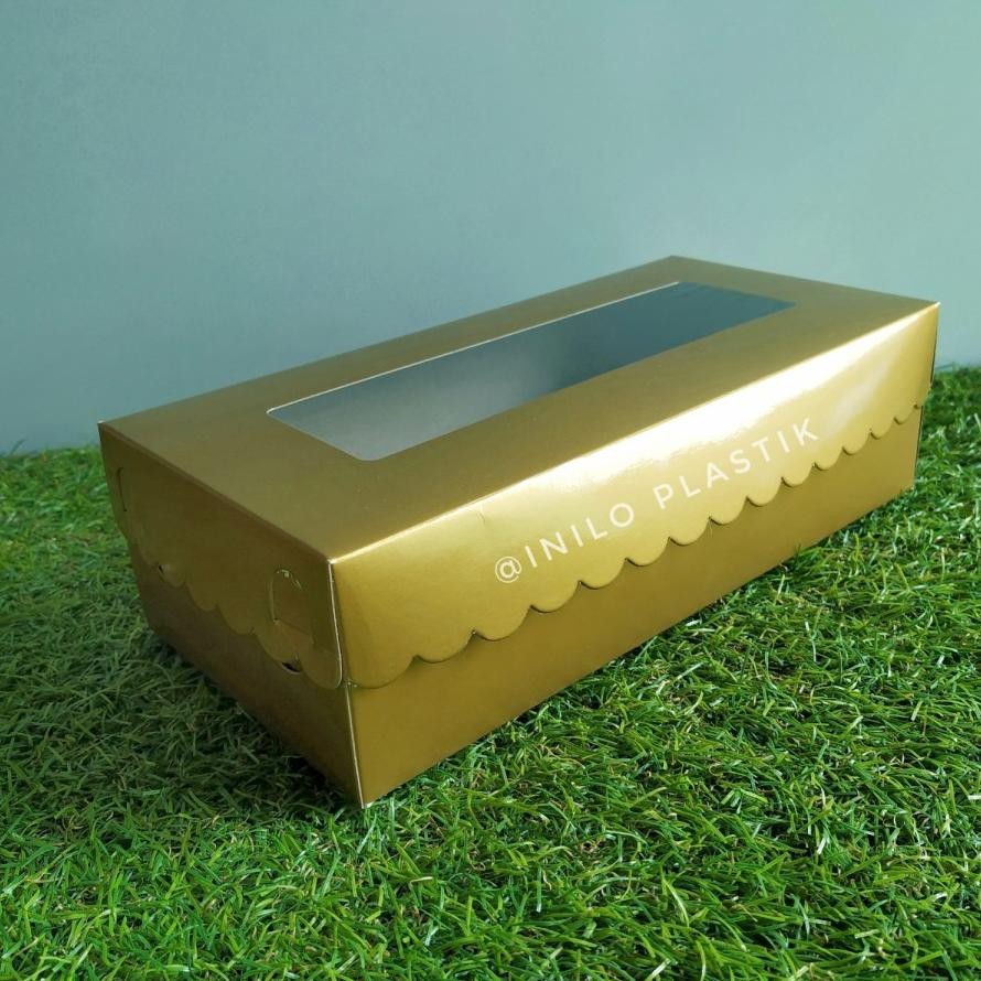 

Oz67 Byp-27 @1Pack Box / Dus / Kotak Kue Brownies Emas Gold 12X30X6 / Dus Gold Km Kaca Viral