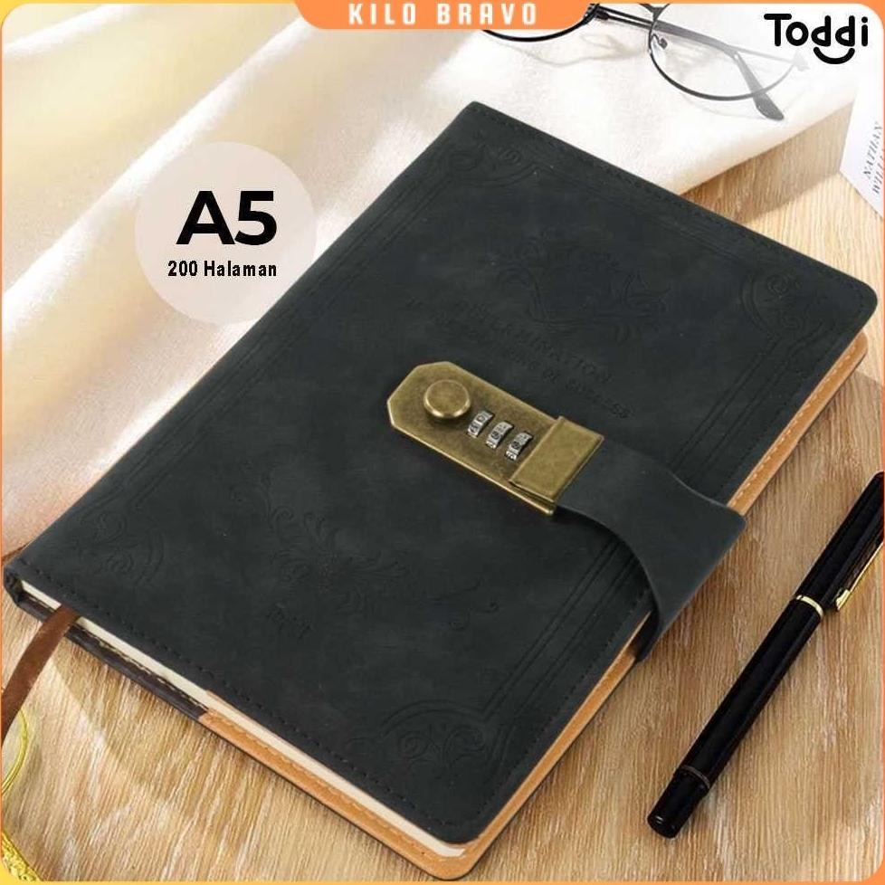 

READY STOCK Buku Jurnal Leather Diary A5 68GSM 200 Halaman Grid with Lock - TD100