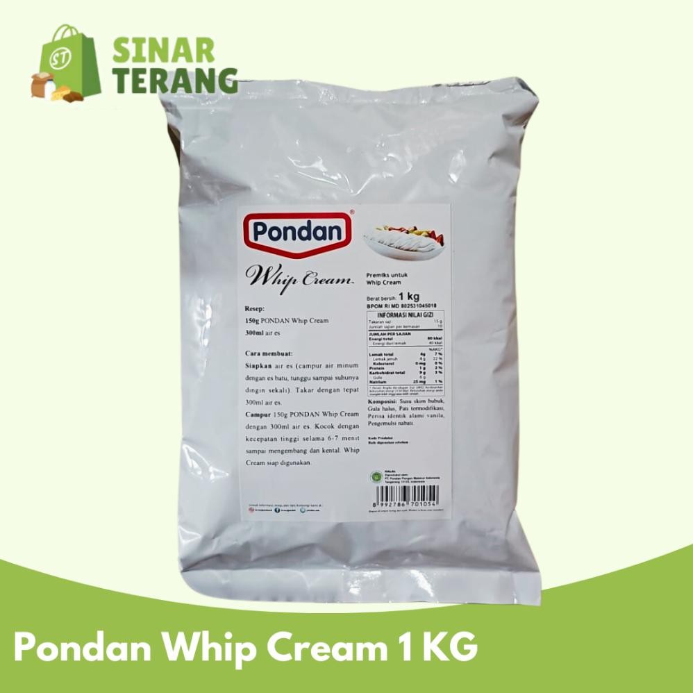 

Pondan Whip Cream 1KG / Whipping Cream Bubuk Bulky 1 KG
