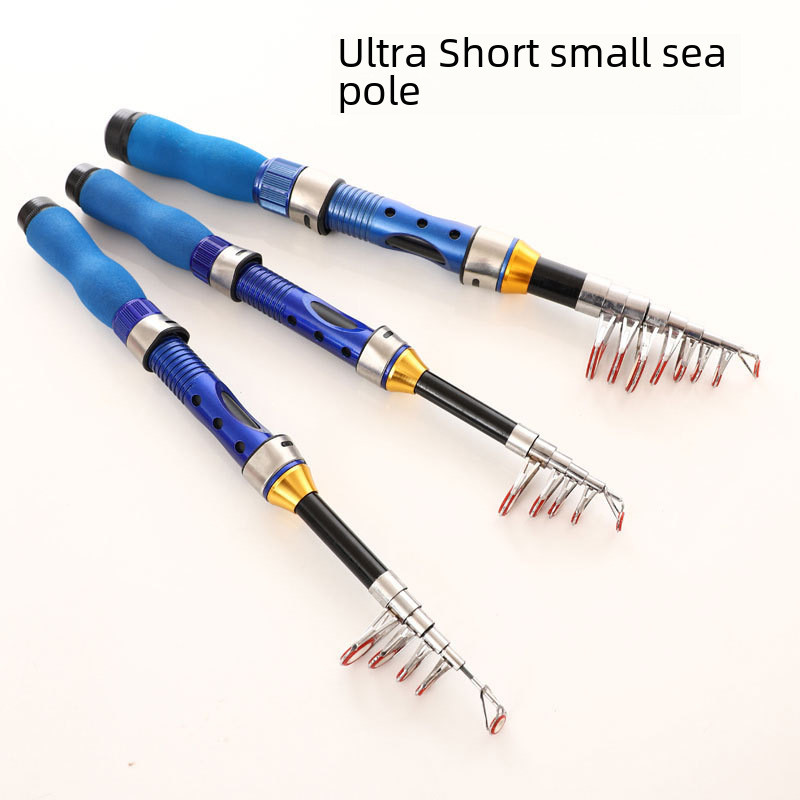 In Stock Promotion Short Section Sea Fishing Rod Mini Small Telescopic Fishing Rod Portable Super Ha