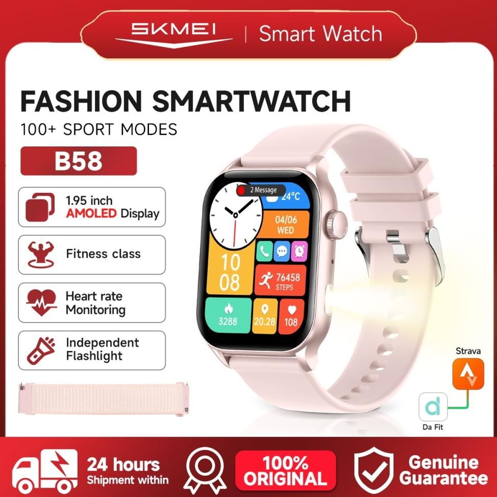 SKMEI B58 Smartwatch Amoled Jam Tangan Pria Bluetooth Call Sleep Monitor Fitness Tracker