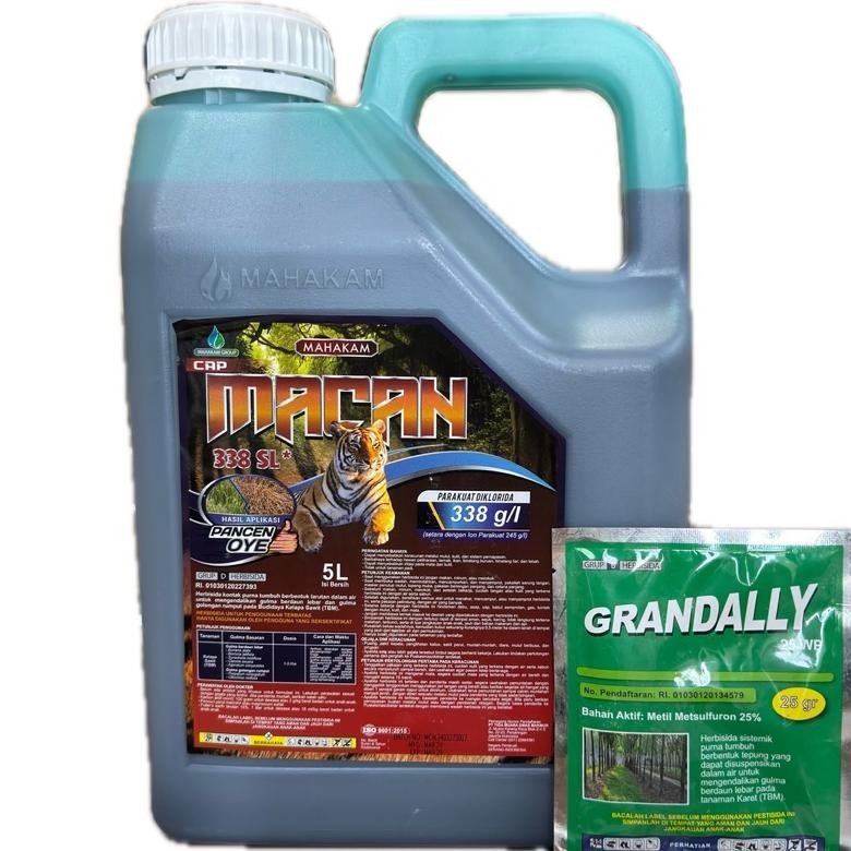 TERLARIS Herbisida Kontak Cap Macan 338 SL 5 Liter Mahakam/Racun Gulma Daun Lebar dan Rumput Kelapa 