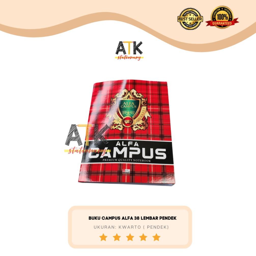 

READY STOCK Buku Tulis Alfa Premium Campus 38 Lembar Ukuran Kwarto Pendek atk