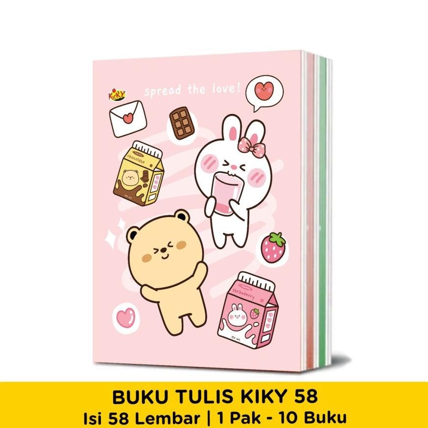 

READY STOCK Buku Tulis Kiky 58 Motif Random (1 pak isi 10 Buku) isi polos