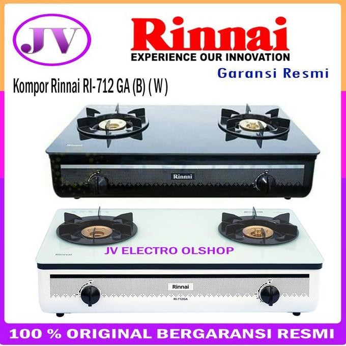 Promo | Kompor Rinnai 2 Tungku Ri 712 Gab / Kompor 2 Tungku Kaca Rinnai