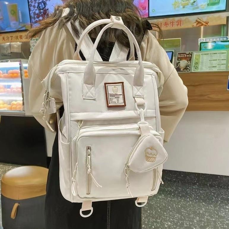 sastra tas bahu kecil niche tas ransel wanita Import tas sekolah kanvas fashion bag backpack