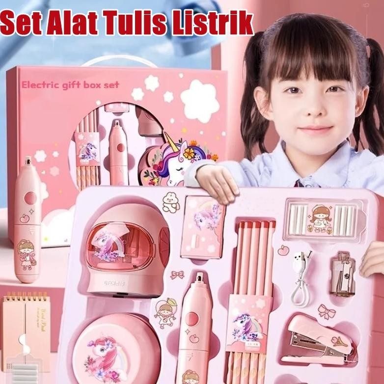 

READY STOK 11 in 1 Alat Tulis /Elektrik Rautan Penghapus Vacuum Pensil Anak Alat Perkakas Belajar Anak Perempuan Kado Electric Stationery Set Siap kirim