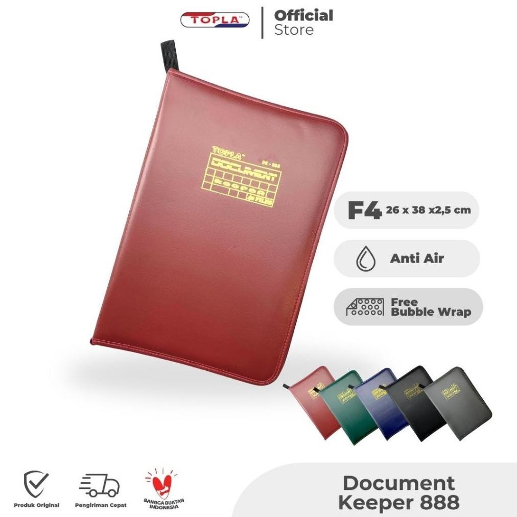 

READY STOK Topla Dokumen Keeper Kulit Resleting Map Rapor Ijazah Kartu Keluarga Ukuran F4 4 Warna Siap kirim