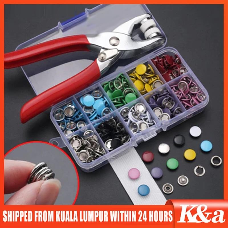 100 Pcs Kancing Tang Alat Pasang Press Kancing Jepret Cetet Anti Karat