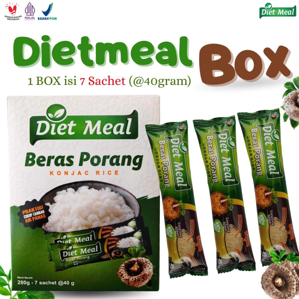

beras Porang shirataki DIETMEAL kemasan Dus Box isi 7 sacet