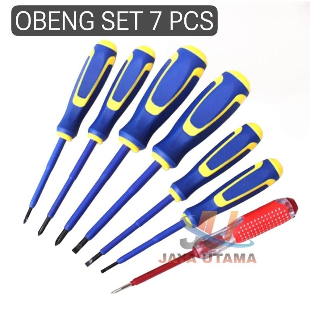 New - Obeng Listrik Set 7 Pcs Obeng Plus Minus Dan Tespen Obeng Set Tespen Obeng Set